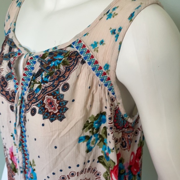 BILA BOHO GYPSY FLORAL TASSEL JESSICA TANK TOP MED - Picture 5 of 9